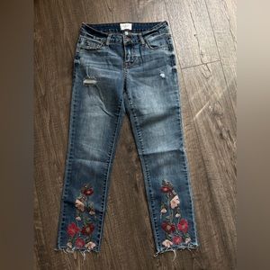 Floral embroidered jeans, size 1
